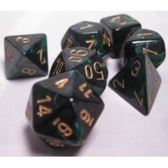 Scarab Jade / Gold 7 Dice Set - CHX27415