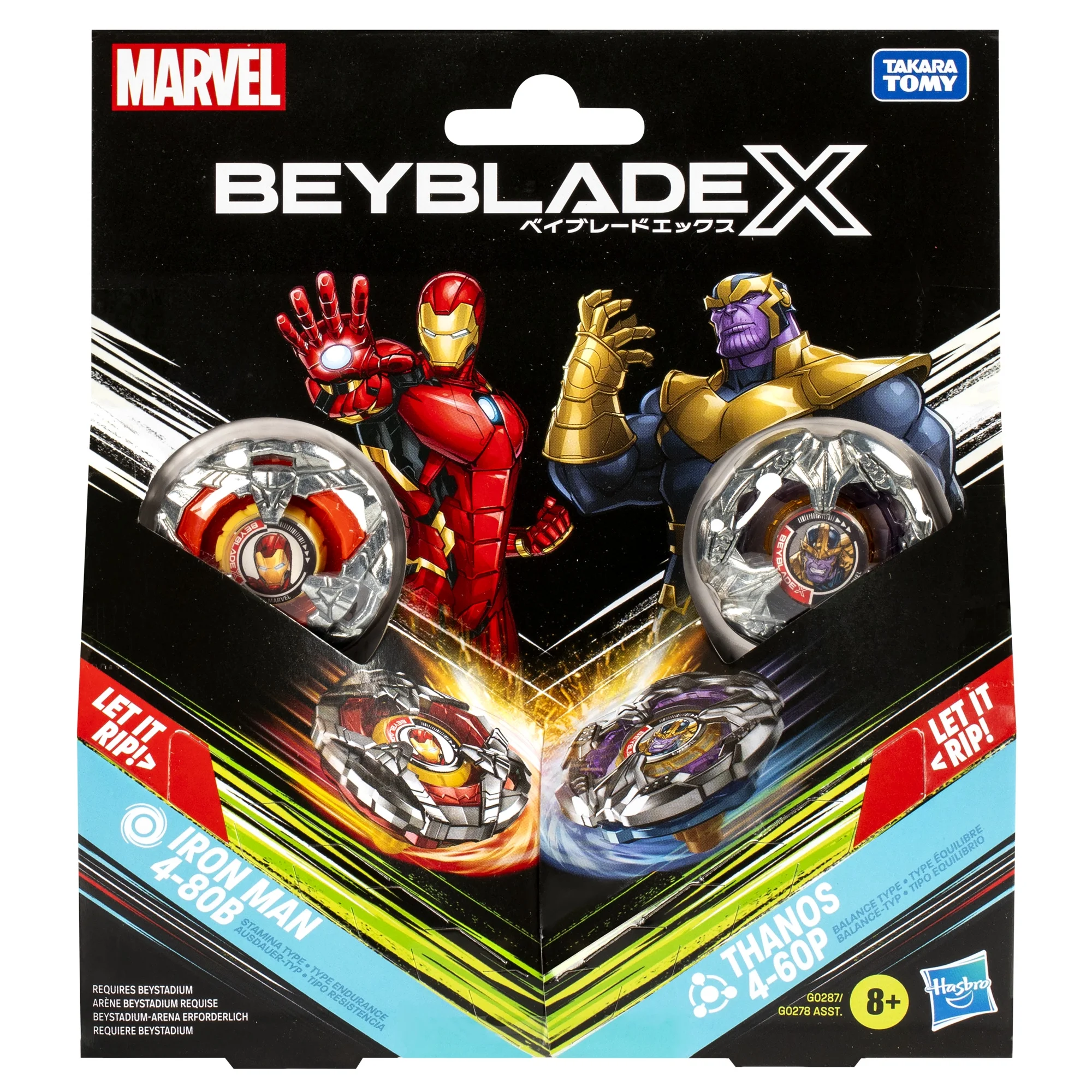 Beyblade X - Marvel: Iron Man 4-80B & Thanos 4-60P (2-Pack)