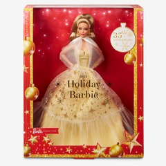 2023 Holiday Barbie Doll, Seasonal Collector Gift, Golden Gown And Light Brown Hair