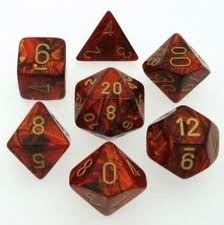 Scarab Scarlet / Gold 7 Dice Set - CHX27414