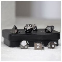 Legendary Copper 7 Piece Metal Dice Set - Black Signature Font
