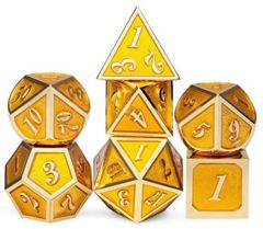 DAD511 - Metal & Enamel Dice Set (7pcs) [Yellow & Gold]