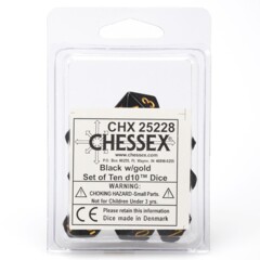 CHX25228 - Black/Gold set of Ten d10 Dice