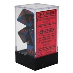 CHX26458 - 7 Black-Starlight w/Red Gemini Polyhedral Dice Set