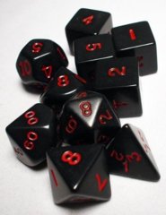 Koplow - Polyhedral - Black and Red 10 Dice Set in Tube