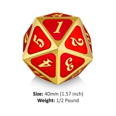 DAD353 Metal D20 Spindown Counter [Red & Gold]