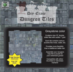 Dry Erase Dungeon Tiles, Graystone - Pack of 9 10