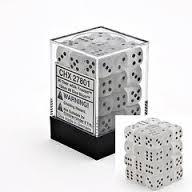 CHX27801 - Dice d6 Set: Frosted Clear W/Black  - 12mm Six Sided Die (36) Block of Dice