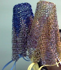 Kittensoft Chainmail Large Dice Bag With Leather String (LR/LC-S/C) Colors Silver Black or Silver Purple