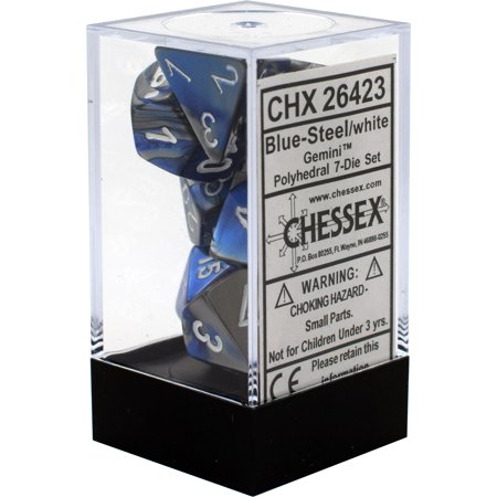 CHX26423 - Gemini Polyhedral 7-Die Set Blue-Steel/White