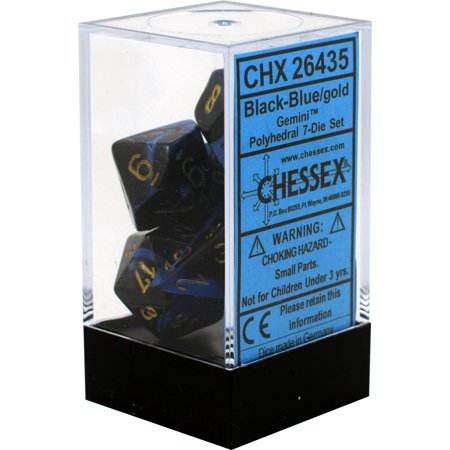CHX26435 - Gemini Polyhedral 7-Die Set Black-Blue/Gold