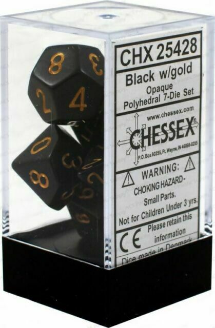 CHX25428 - Black W/ Gold 7 Dice Set