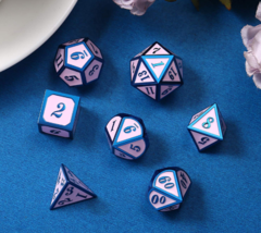DAD541  Metal & Enamel Dice Set (7pcs) [Pink & Blue]