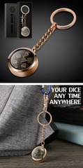 DAD356 - Mini Metal Dice Set Keychain [Rose Gold]