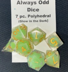 Always Odd Dice - 7pc. Polyhedral - Glow in the Dark - Slimer Green