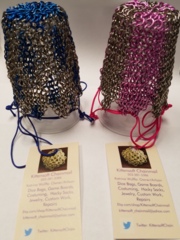 Kittensoft Chainmail Large Dice Bag With String (SR/LC-SC) Silver with Bronze or Purple