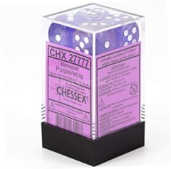 CHX27777 - Luminary Purple/White 16mm d6 Dice Block (12 Dice)
