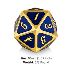 DAD352 Metal D20 Spindown Counter [Blue & Gold]