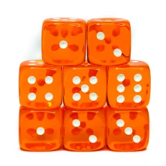 Set of 8d6 Dice - Translucent Orange w/ White