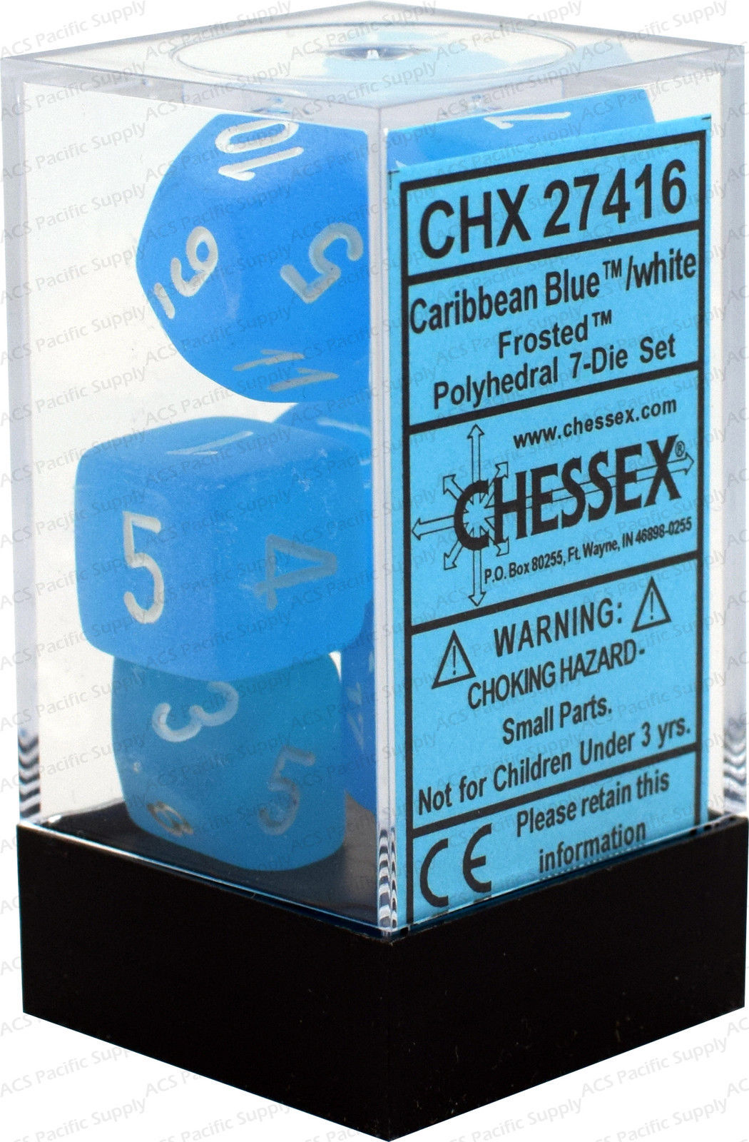 CHX27416 - Frosted Carribean/White Polyhedral 7 Dice Set