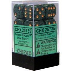 CHX25735 - Dice d6 Set: Golden Recon - 16mm (12) Block of Dice
