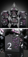 DAD710 Metal & Enamel Dice Set (7pcs) (Sakura) [Black & Magenta]