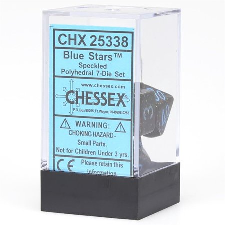 CHX25338 - Speckled Blue Stars 7 Dice Set