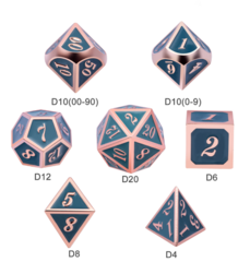 DAD537  Metal & Enamel Dice Set (7pcs) [Cadet Blue & Copper]