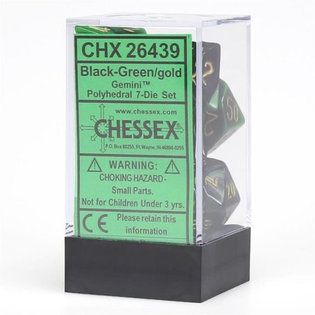 CHX26439 - Gemini Polyhedral 7-Die Set Black-Green/Gold