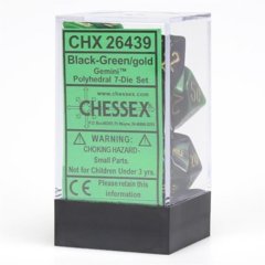CHX26439 - Gemini Polyhedral 7-Die Set Black-Green/Gold