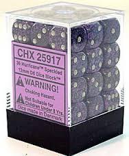 CHX25917 - Dice d6 Set: Hurricane Speckled - 12mm Six Sided Die (36) Block of Dice