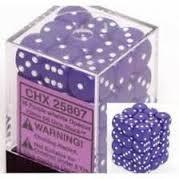 CHX25807 - Opaque Purple  W/ White 12mm d6 36 Dice Block