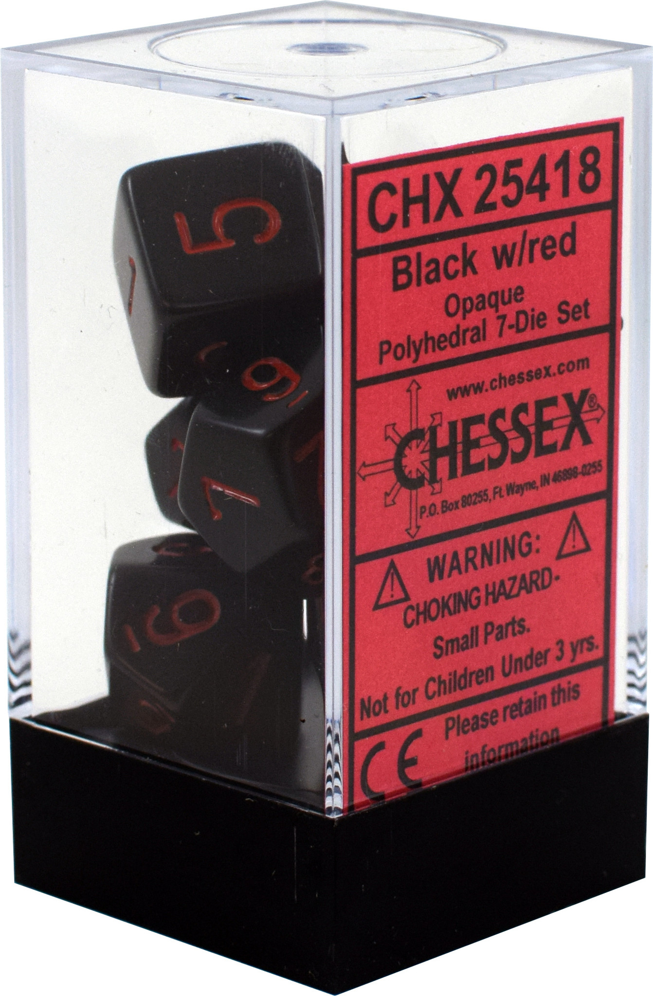 CHX25418 - Black W/ Red 7 Dice Set