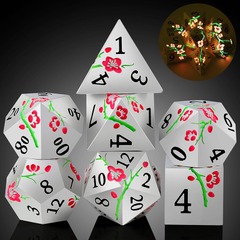 DAD713 - Metal & Enamel Dice Set (7pcs) (Sakura) [Silver & Pink] (Glow)