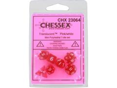 CHX23064 - Transculent Pink/White 7 dice set