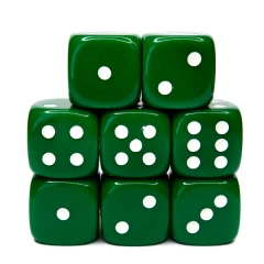 Set of 8d6 Dice - Opaque Dark Green w/ White