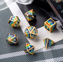 DAD552  Metal & Enamel Dice Set (7pcs) [Rainbow]