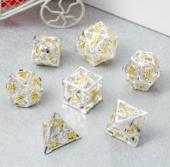 DAD614 - Hollow Dice Set (7pcs) (Dragon) [Silver & Gold]