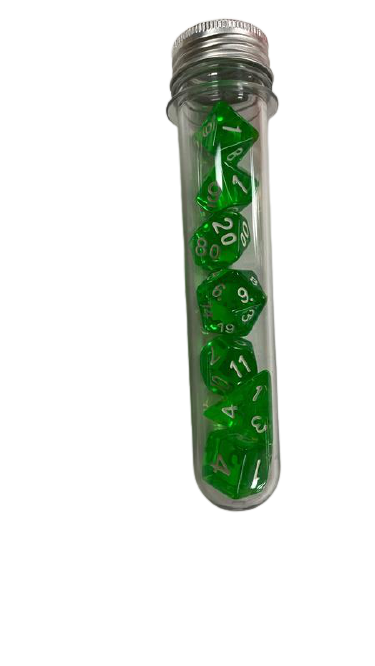DAD036 - Resin Dice Set (7pcs) - Transparent Green