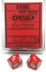 CHX26204 - Red/White set of Ten d10 Dice