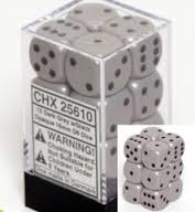 CHX25610 - Dice d6 Set: Grey/Black - 16mm (12) Block of Dice