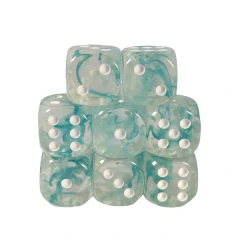 Set of 8d6 Dice - Diffusion Sea Foam w/ White