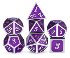 DAD509 - Metal & Enamel Dice Set (7pcs) [Ultraviolet & Silver]