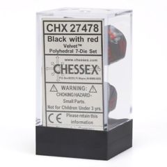 CHX27478 - Velvet Black W/ Red Polyhedral 7 Dice Set