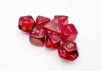 Chessex Dice Set: Lab Series 7 - Translucent Polyhedral Crimson/Gold