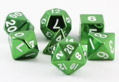 Metal D&D Green Dice with White Numbers