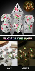 DAD713 - Metal & Enamel Dice Set (7pcs) (Sakura) [Silver & Pink] (Glow)
