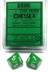 CHX26205 - Green/White set of Ten d10 Dice