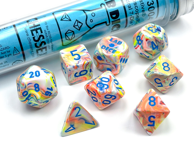 Chessex 30047 - Festive Polyhedral Kaleidoscope/blue 7 Die Set