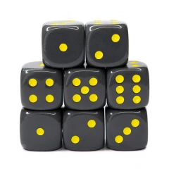 Set of 8d6 Dice - Opaque Dark Gray w/ Gold